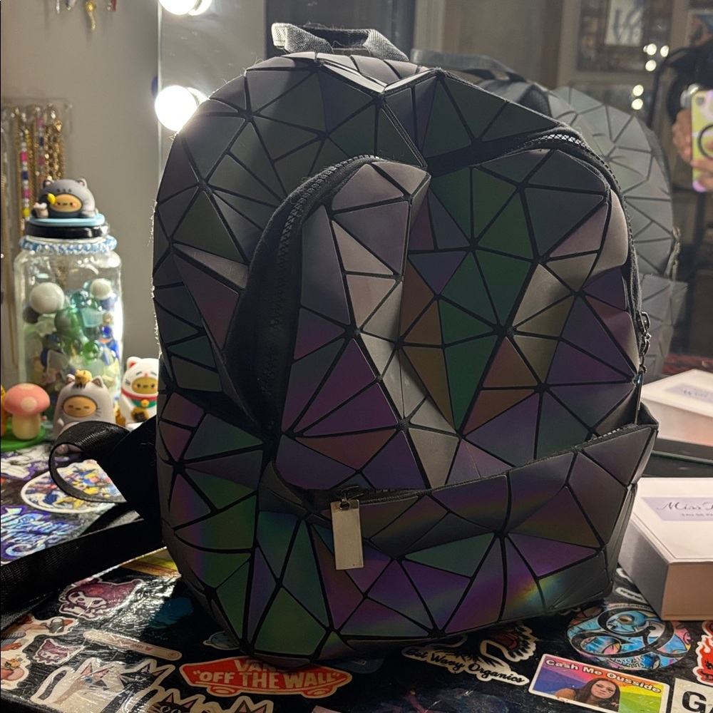 Holographic Geometric Mini Backpack - Iridescent Prism - Picture 2 of 4